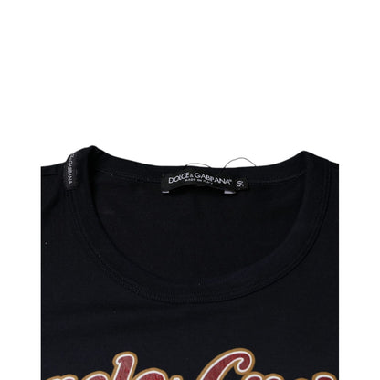 Dolce & Gabbana Black Graphic Print Cotton Crew Neck T-shirt