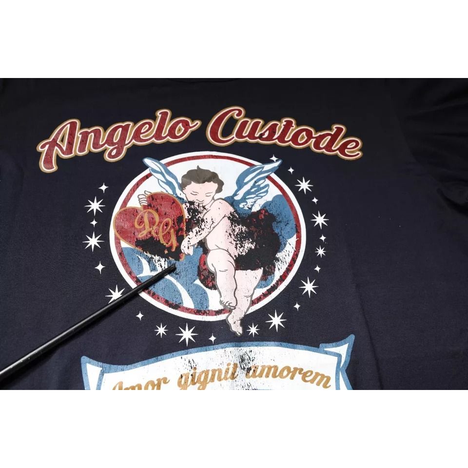 Dolce & Gabbana Black Graphic Print Cotton Crew Neck T-shirt