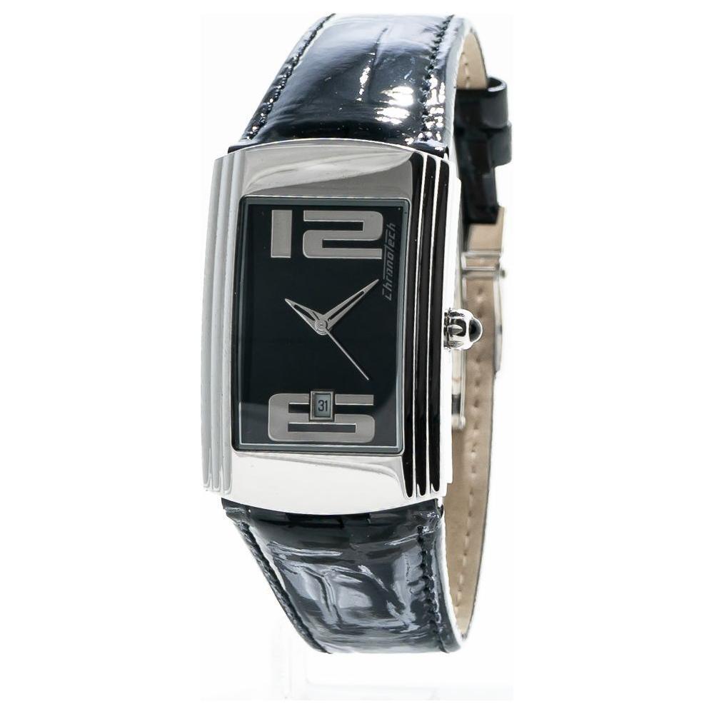 Chronotech Black Leather Dress Watch