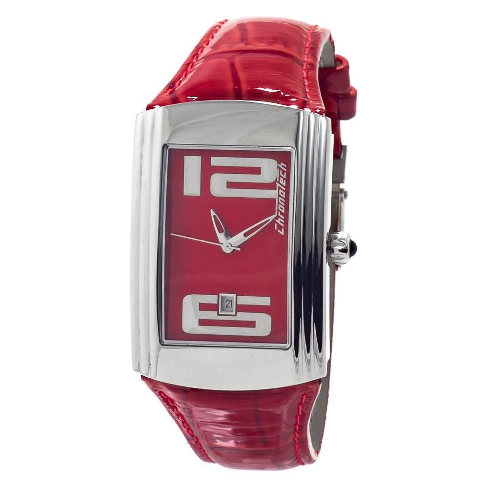 Chronotech Red Leather Dress Watch
