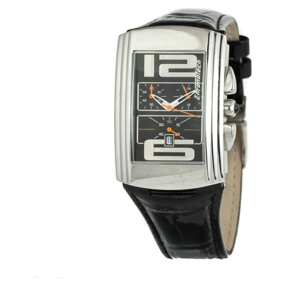 Chronotech Black Leather Watch
