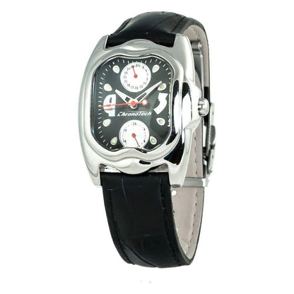 Chronotech Black Leather Watch