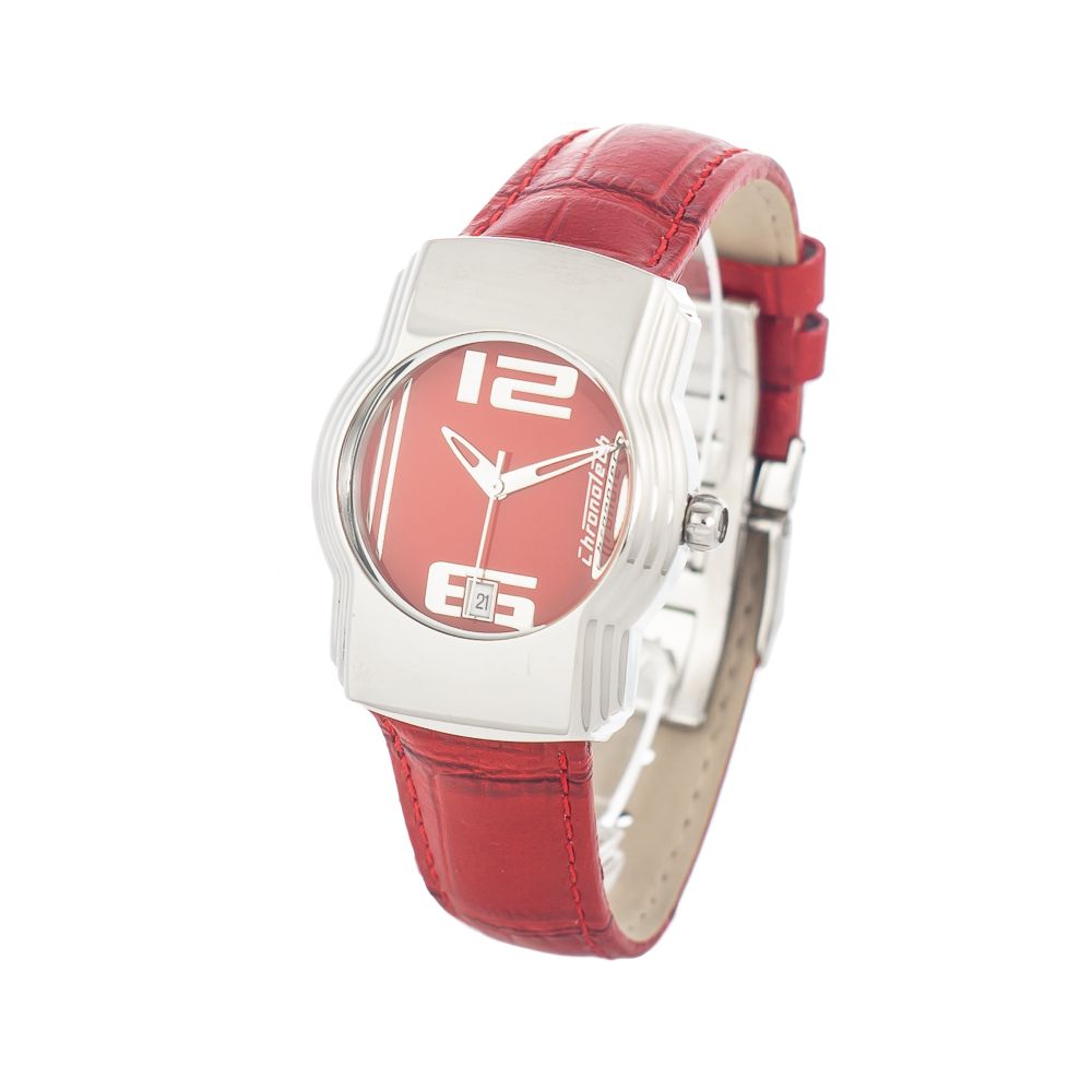 Chronotech Red Leather Dress Watch