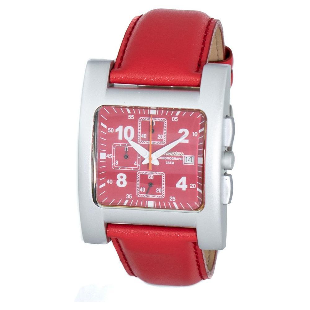 Chronotech Red Leather Dress Watch