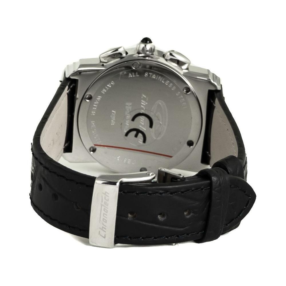 Chronotech Black Leather Dress Watch