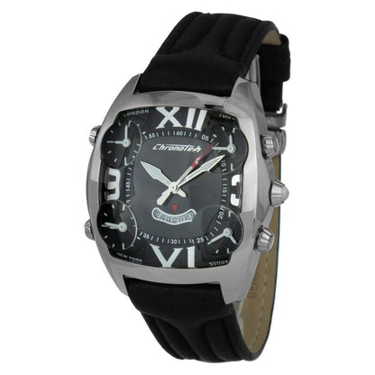 Chronotech Black Leather Dress Watch