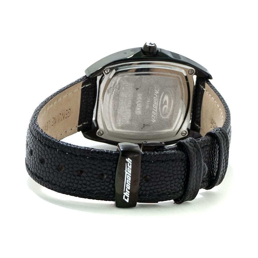 Chronotech Black Leather Watch