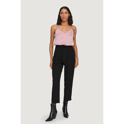 Vila Clothes Black Viscose Cropped Pants
