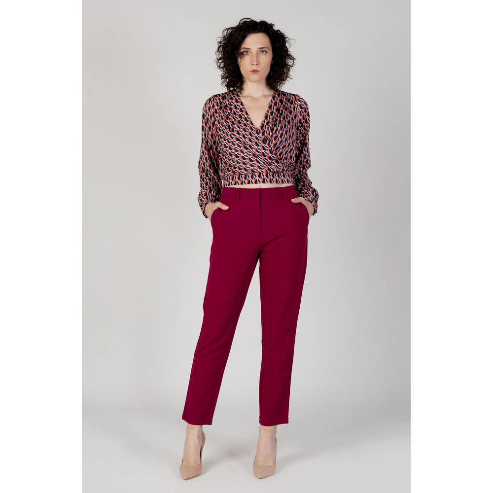 Vila Clothes Bordeaux Polyester Casual Pants