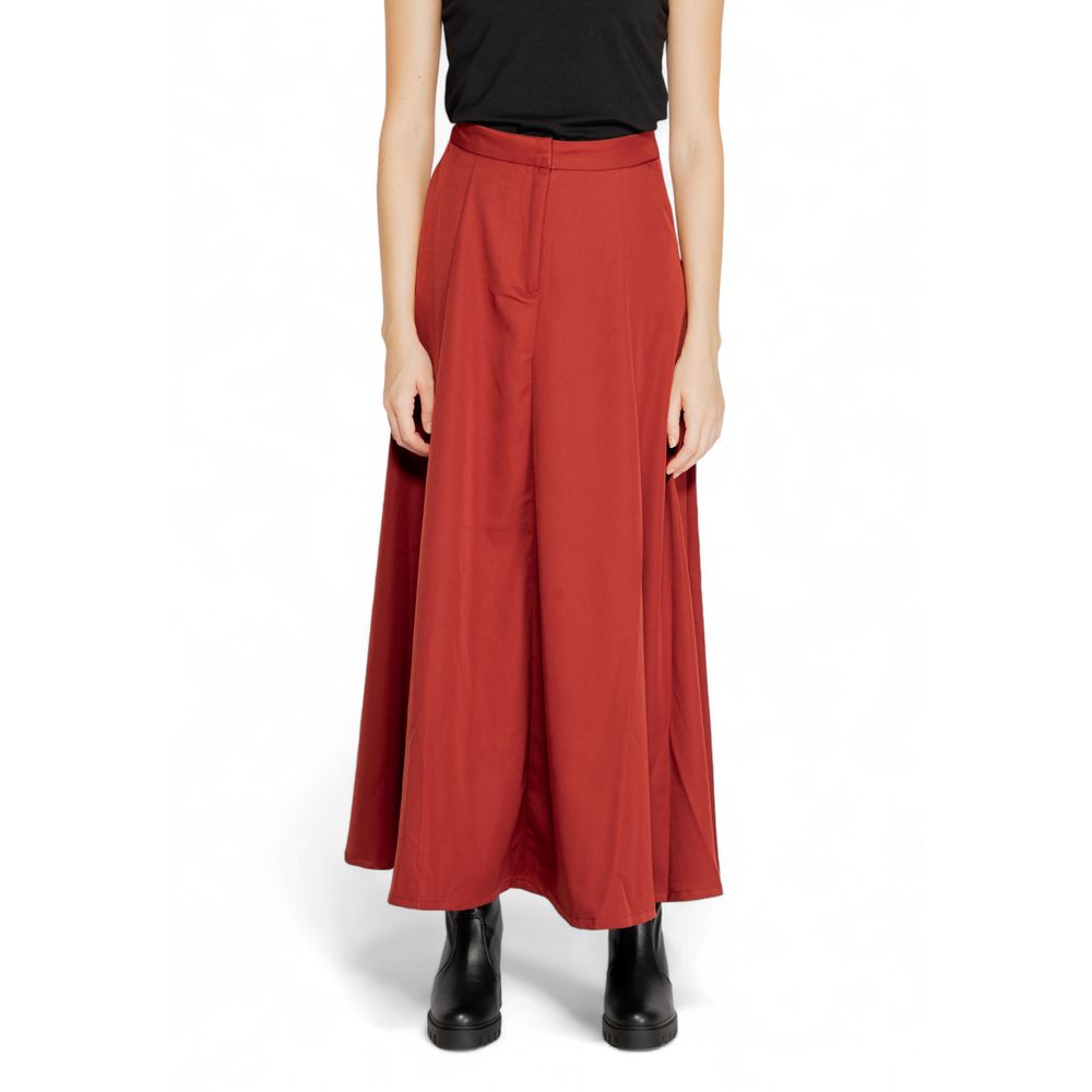 Vero Moda Red Polyester Long Skirt