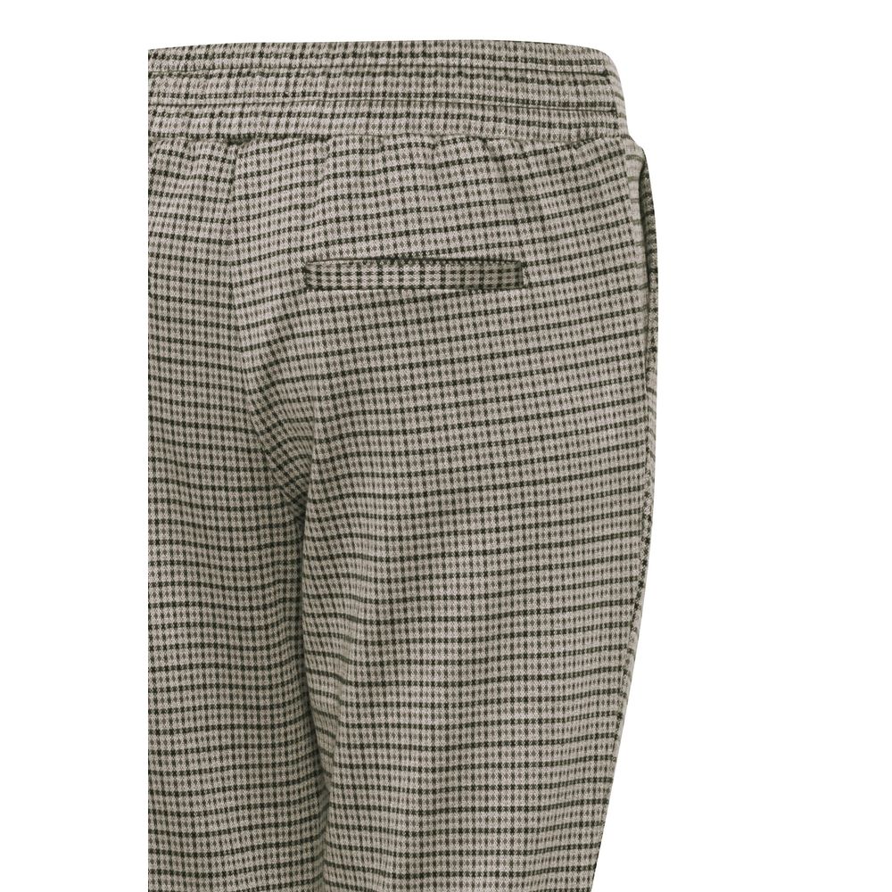 Back view of ICHI Beige Polyester Pant showcasing stylish design and texture.