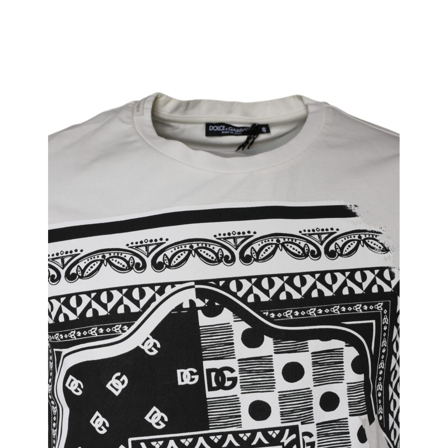 Dolce & Gabbana White Bandana Print Cotton Short Sleeves T-shirt