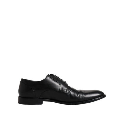 Dolce & Gabbana Black Leather Lace Up Men Derby Formal Shoes