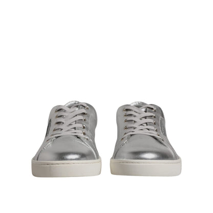 Dolce & Gabbana Silver London Low Top Leather Sneakers Shoes