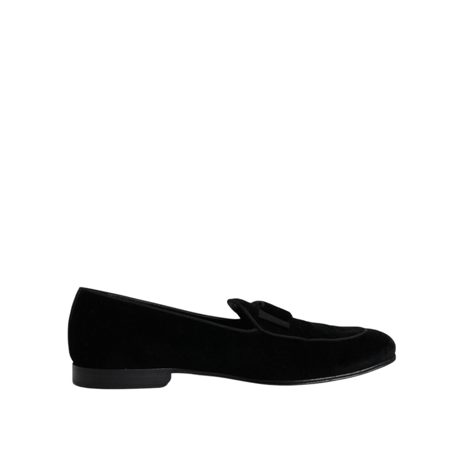 Dolce & Gabbana Black Velvet Loafers Formal Men Dress Shoes