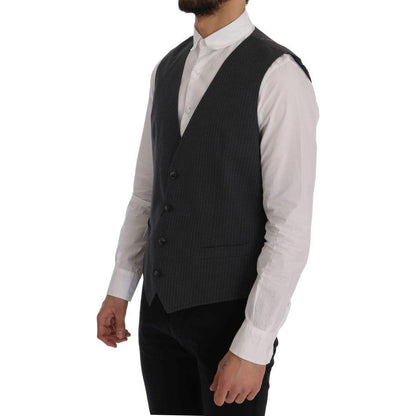 Dolce & Gabbana Gray STAFF Cotton Striped Vest