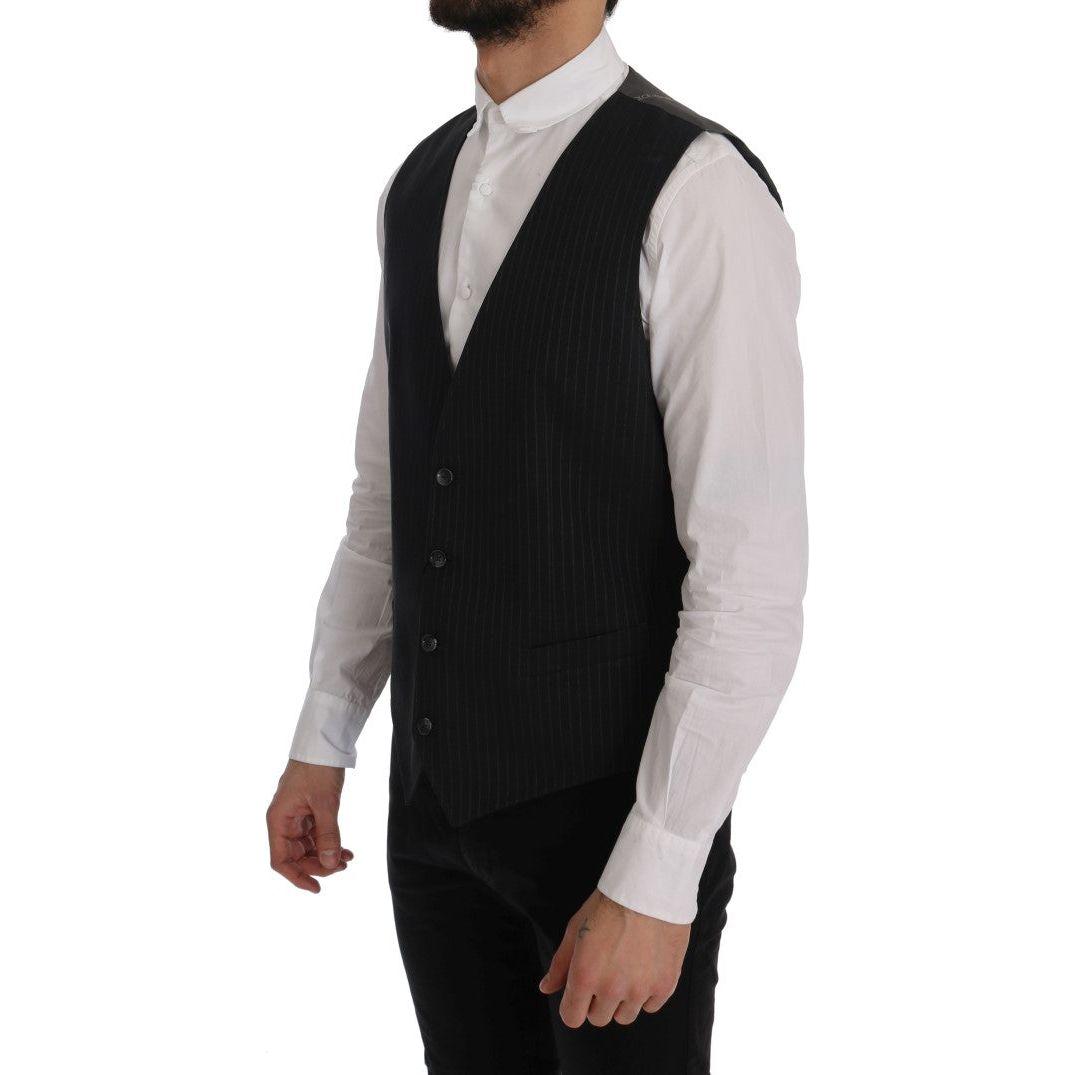 Dolce & Gabbana Gray STAFF Cotton Striped Vest