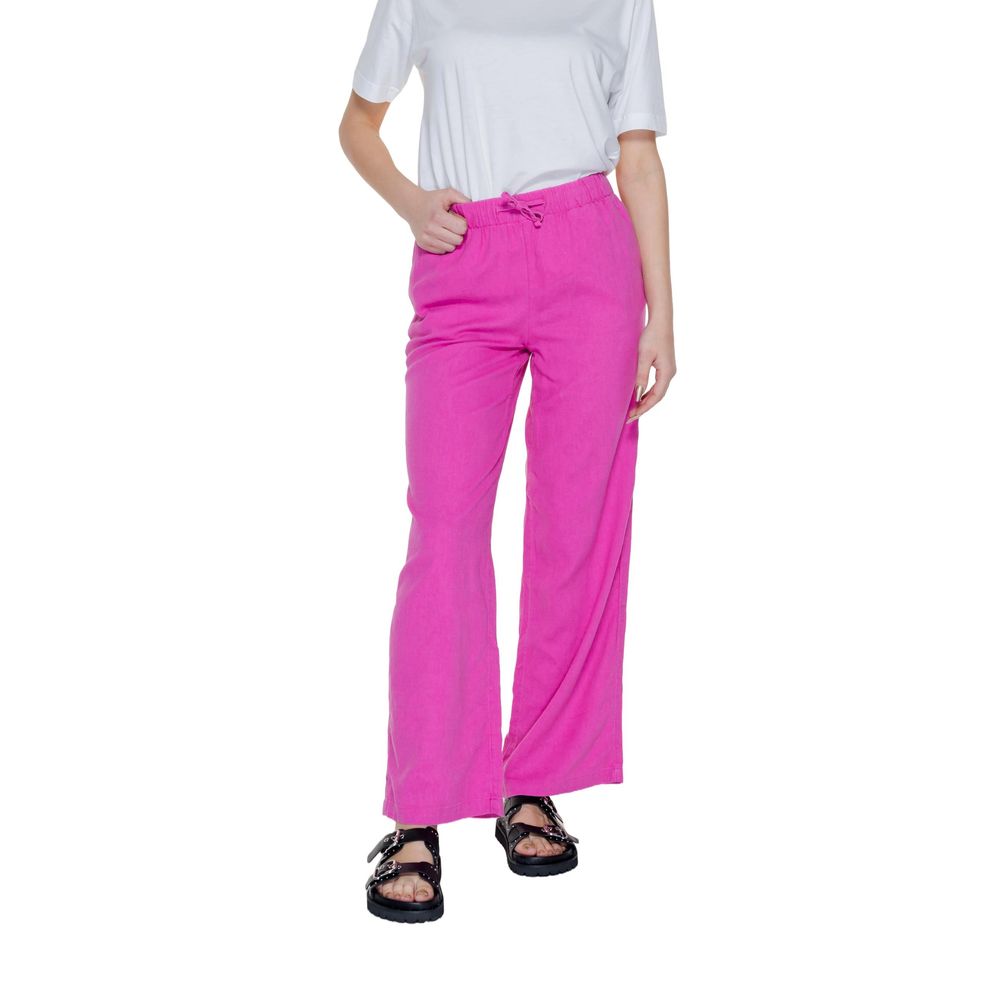 Only Pink Linen Casual Pants