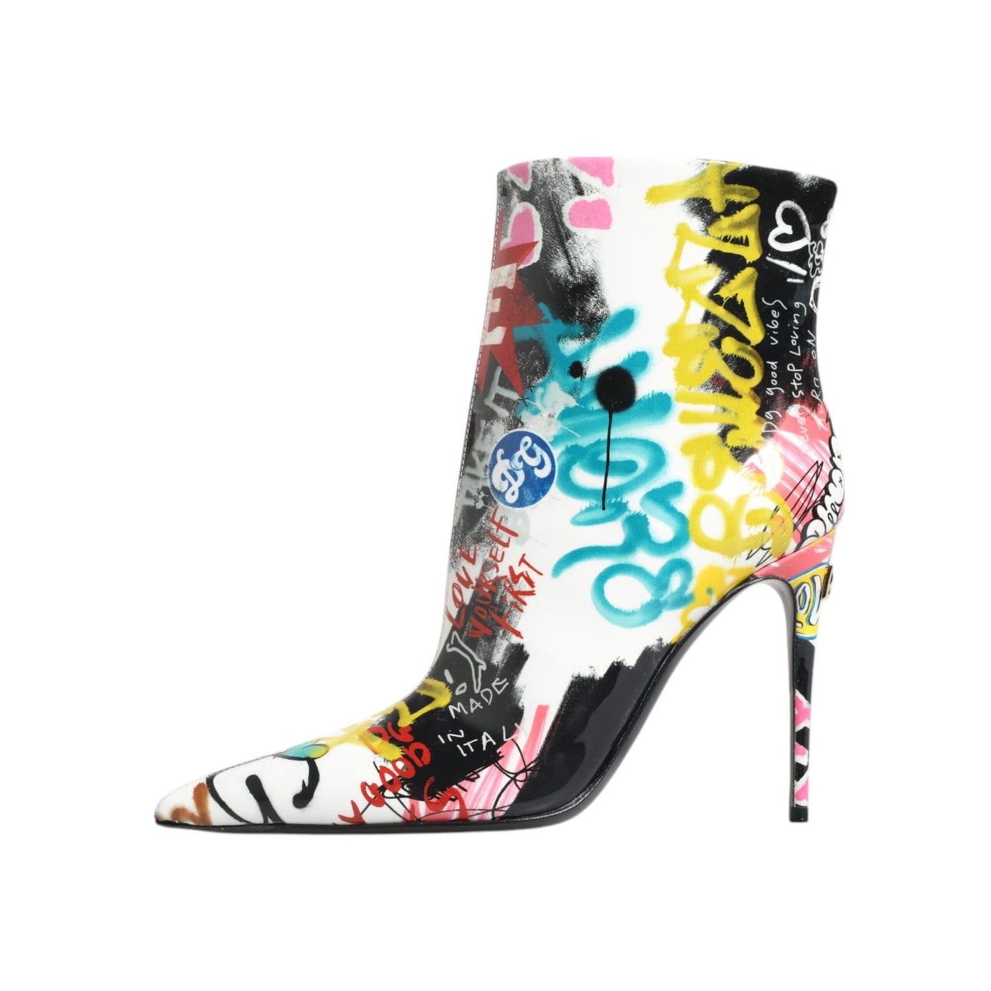 Dolce & Gabbana Multicolor Graffiti Keira Mid Calf Boots Shoes