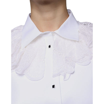 Dolce & Gabbana White Cotton Poplin Shirt Dress Blouse Top