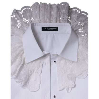 Dolce & Gabbana White Cotton Poplin Shirt Dress Blouse Top