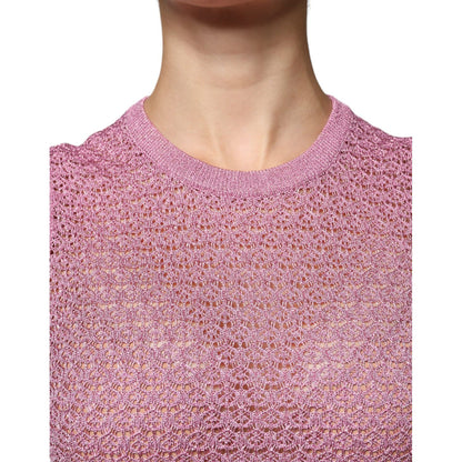 Dolce & Gabbana Pink Mesh See Through Sleeveless Tank Top