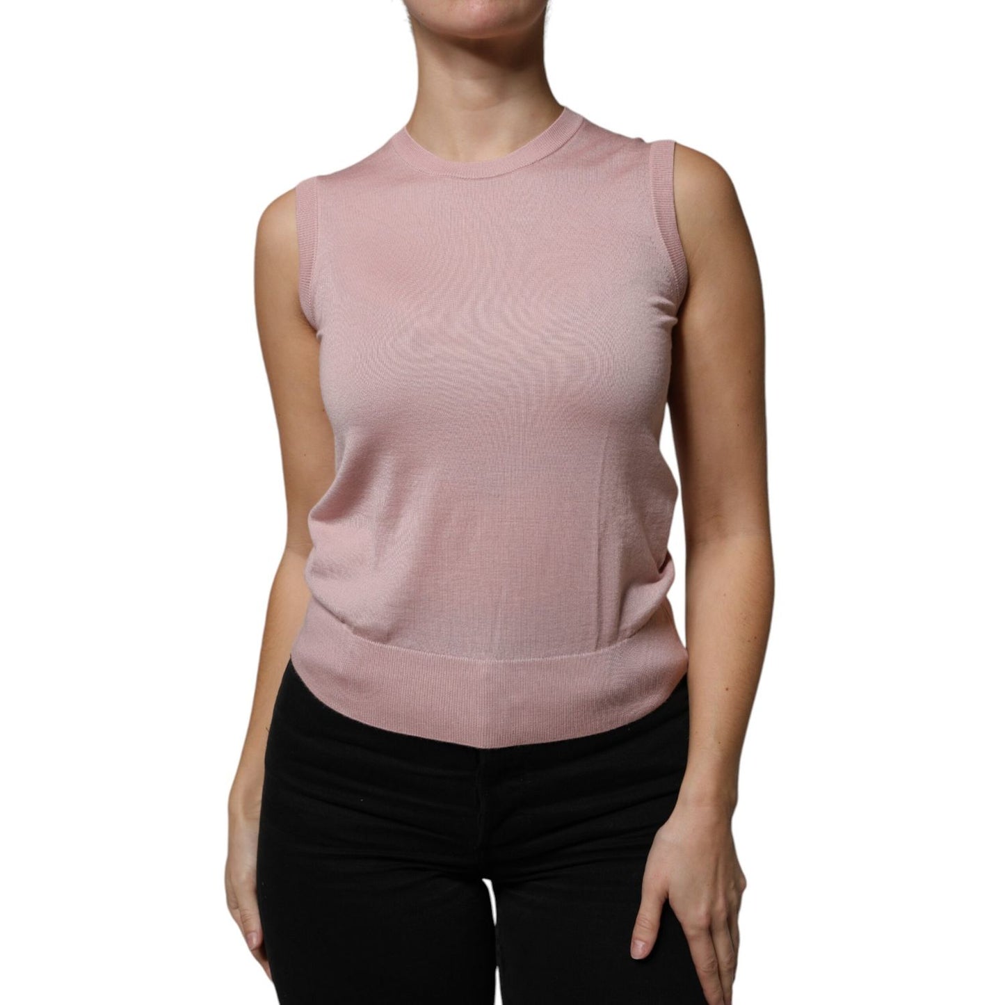 Dolce & Gabbana Pink Cashmere Knitted Sleeveless Tank Top