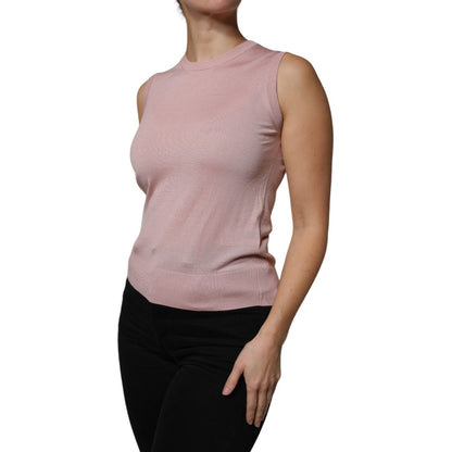 Dolce & Gabbana Pink Cashmere Knitted Sleeveless Tank Top