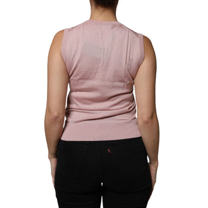 Dolce & Gabbana Pink Cashmere Knitted Sleeveless Tank Top