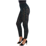 Dolce & Gabbana Green Floral Lace Leggings Pants