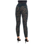 Dolce & Gabbana Green Floral Lace Leggings Pants