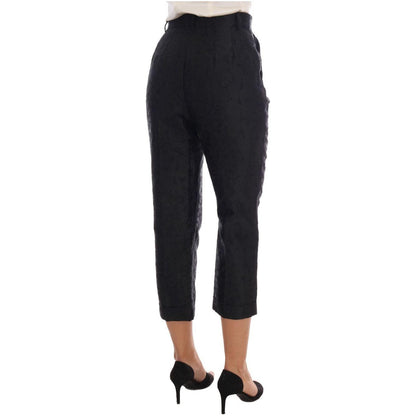 Dolce & Gabbana Black Floral Brocade Capri Pants Jeans & Pants