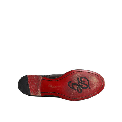 Dolce & Gabbana Black Calfskin Leather Derby Men Dress Shoes