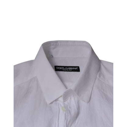 Dolce & Gabbana White Cotton Slim Fit Men Formal Dress Shirt