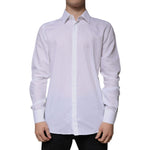 Dolce & Gabbana White Cotton Slim Fit Formal GOLD Dress Shirt