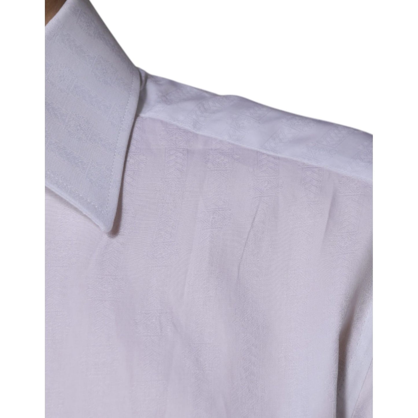 Dolce & Gabbana White Cotton Slim Fit Formal GOLD Dress Shirt