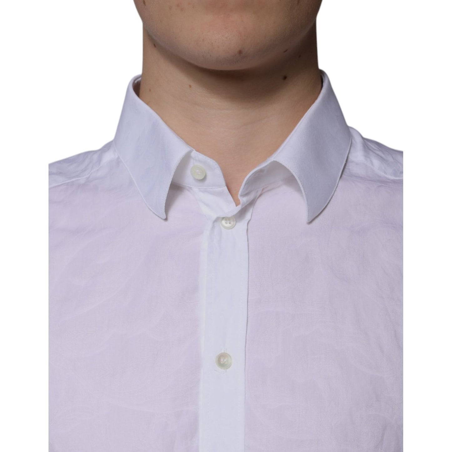 Dolce & Gabbana White Cotton Slim Fit Men MARTINI Dress Shirt