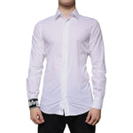 Dolce & Gabbana White Cotton Slim Fit Men GOLD Dress Shirt