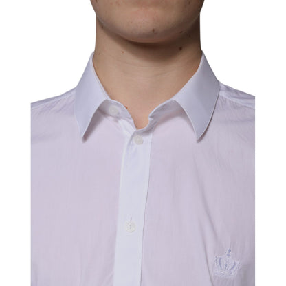 Dolce & Gabbana White Cotton Slim Fit MARTINI Dress Shirt