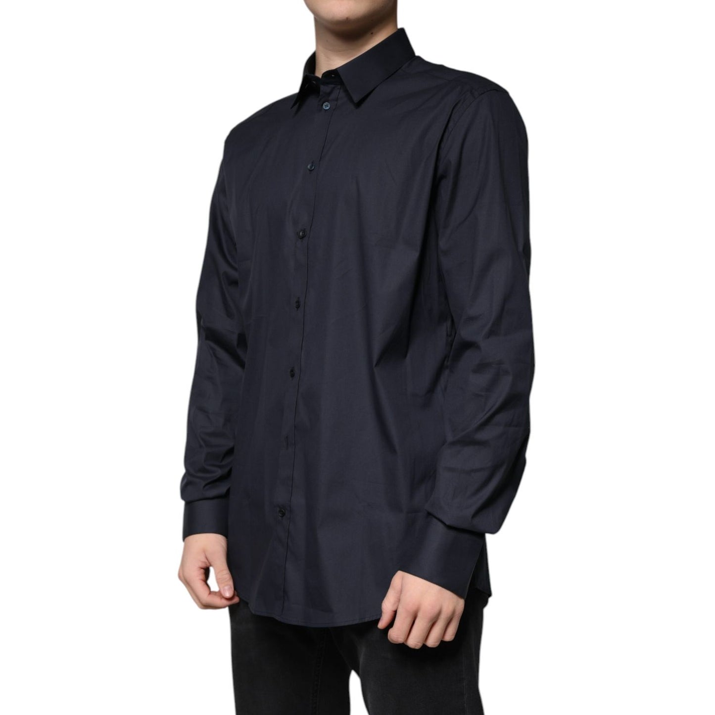 Dolce & Gabbana Black Cotton Blend Formal GOLD Dress Shirt