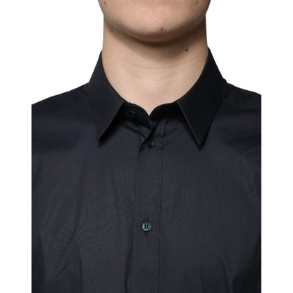 Dolce & Gabbana Black Cotton Blend Formal GOLD Dress Shirt