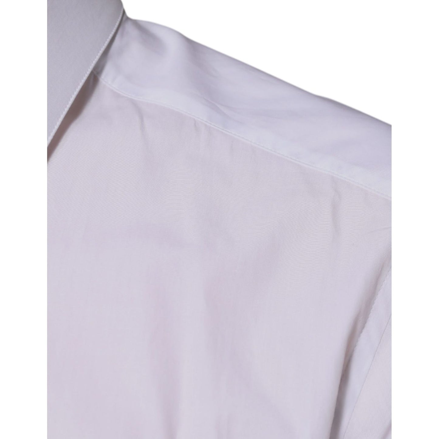 Dolce & Gabbana White Cotton Logo Formal Men GOLD Dress Shirt