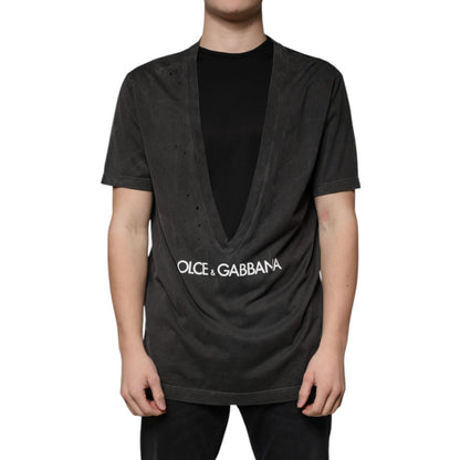 Dolce & Gabbana Black Cotton Crew Neck Short Sleeves T-shirt
