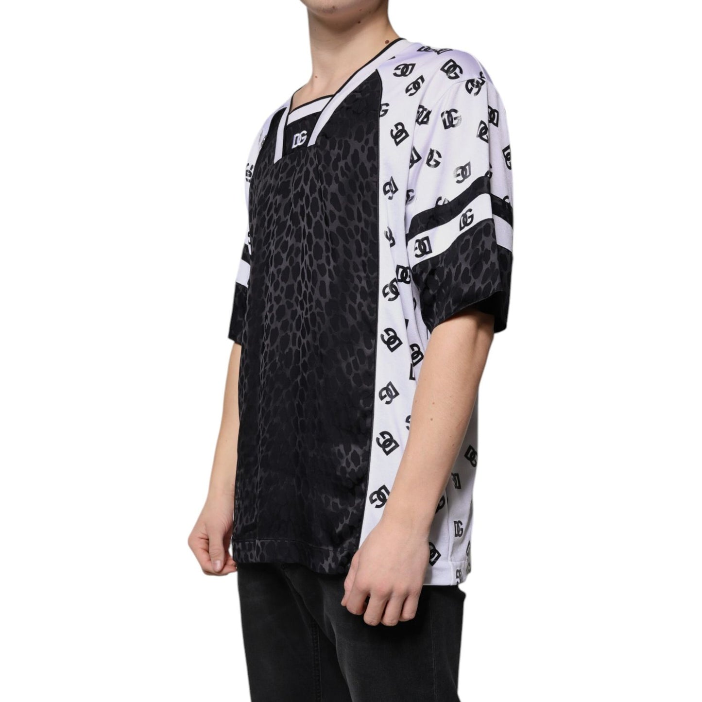 Dolce & Gabbana Black White Logo Men Short Sleeves T-shirt