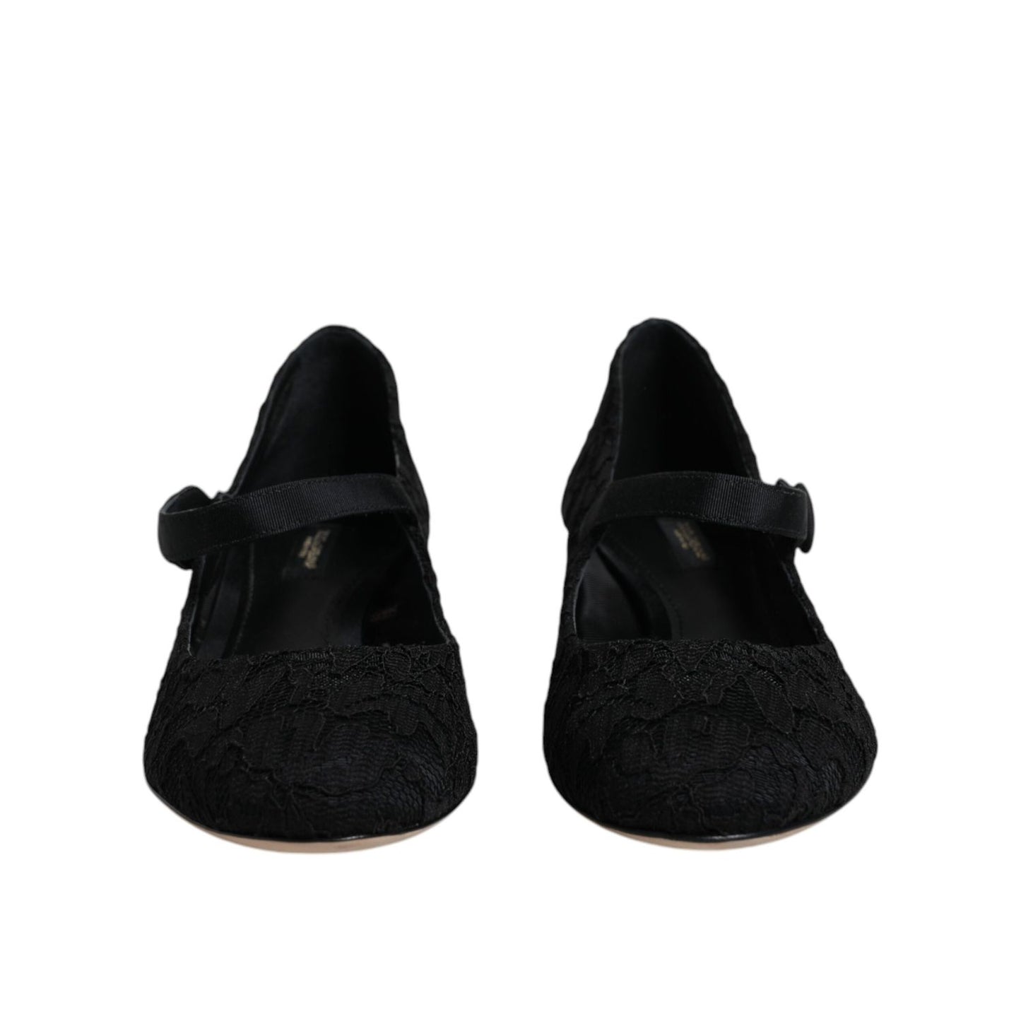 Dolce & Gabbana Black Mary Jane Taormina Lace Pumps Shoes