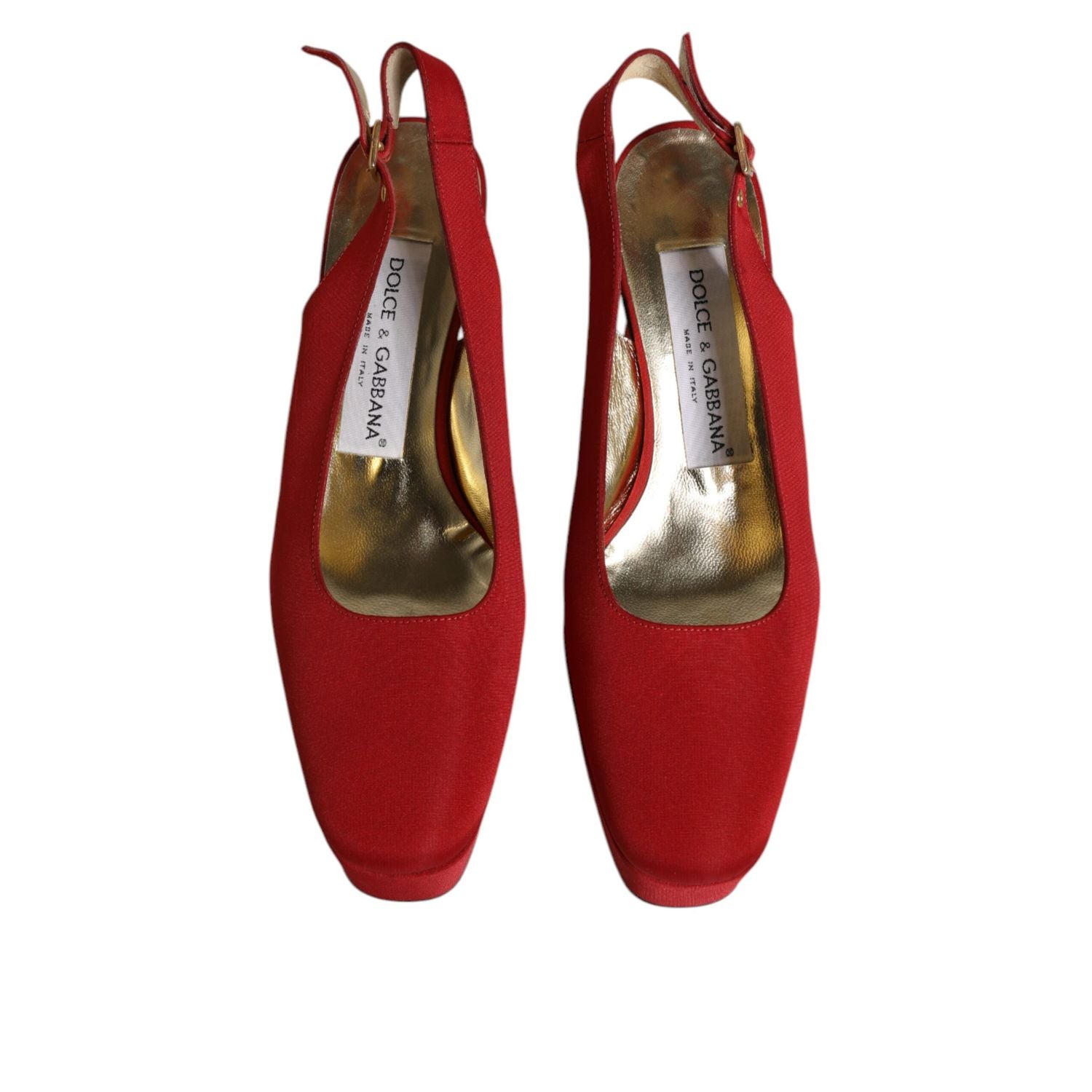 Dolce & Gabbana Red Platform Slingback Heels Sandals Shoes