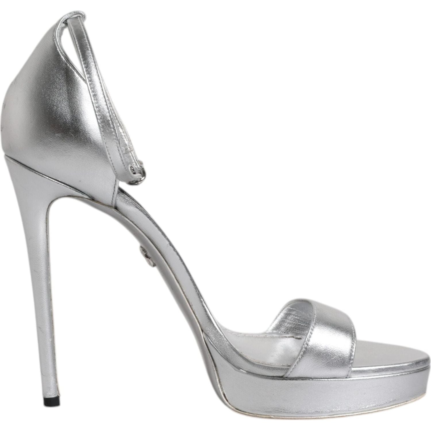 Dolce & Gabbana Silver Leather Platform Keira Sandals Shoes