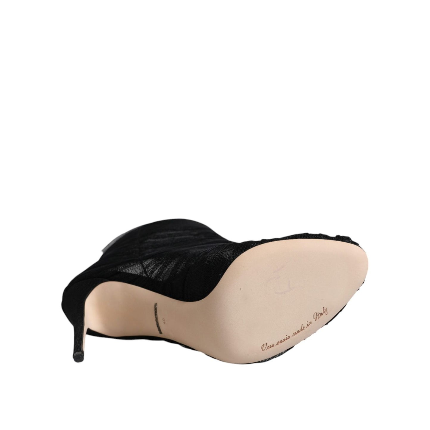 Dolce & Gabbana Black Mesh Stiletto Heels Ankle Boots Shoes