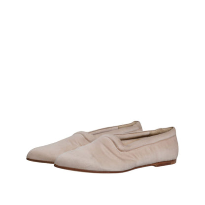 Dolce & Gabbana Beige Fabric Slip On Ballerina Flats Shoes