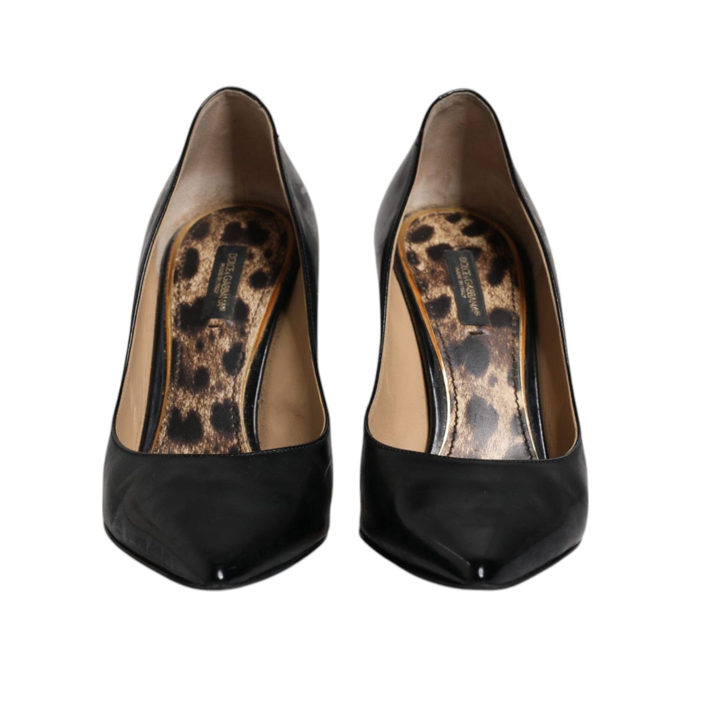 Dolce & Gabbana Black Calf Leather Stiletto Heels Pumps Shoes